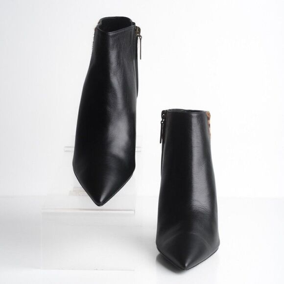 Saint Laurent YSL Womens Black Leather Bootie Ankle Boots Calf Hair US 8 EU 38 - Picture 4 of 8